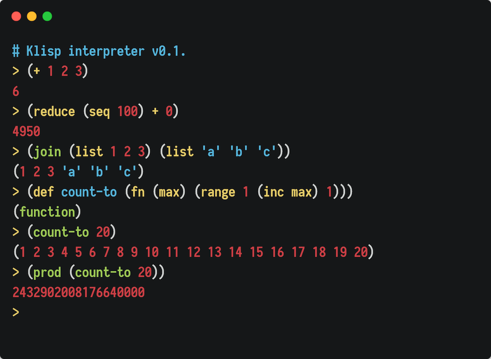 The Klisp repl